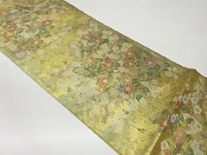 引箔松に梅・椿模様織出し袋帯